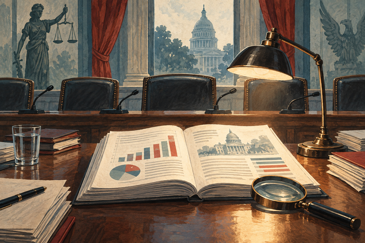 Illustration of a public-funding proposal under legislative scrutiny.