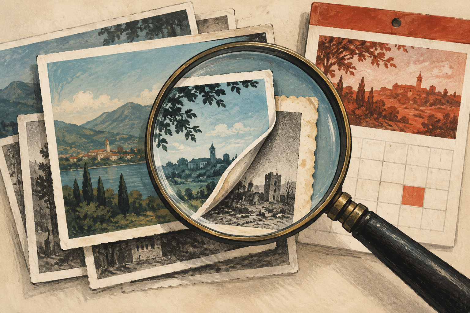 Illustration of checking an image’s source and date across layered frames.