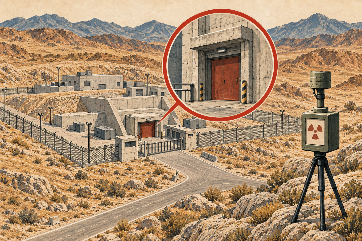 Illustration separating a facility entrance inspection from environmental monitoring.
