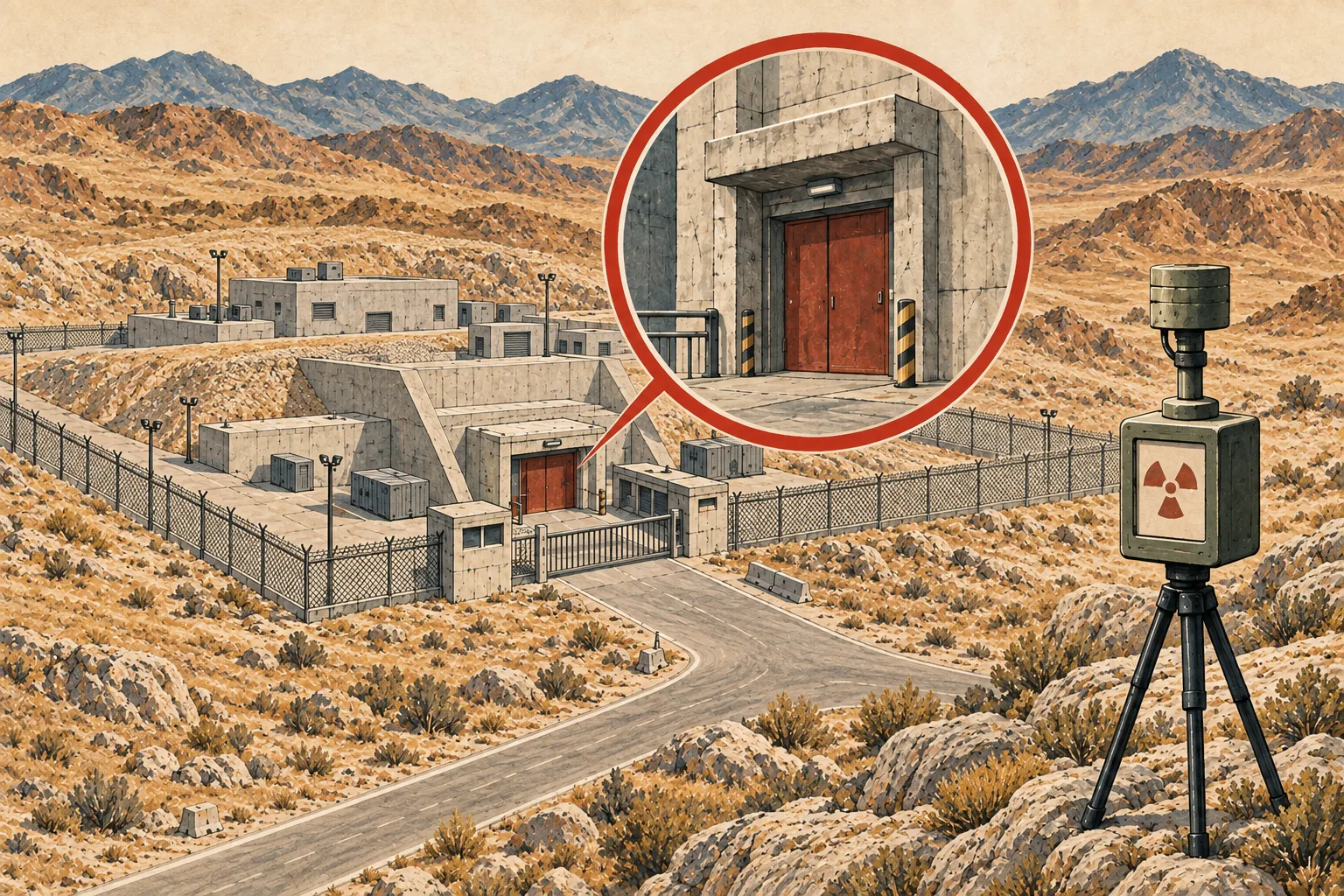 Illustration separating a facility entrance inspection from environmental monitoring.